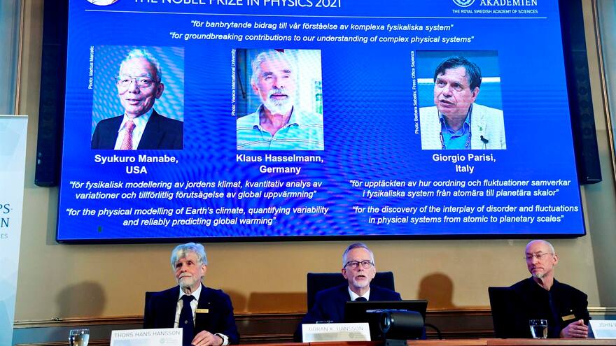 Nobel de Física es para Syukuro Manabe, Klaus Hasselmann y Giorgio Parisi