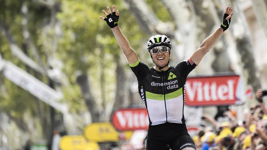 El noruego Edvald Boasson Hagen festeja en la etapa 19 del Tour