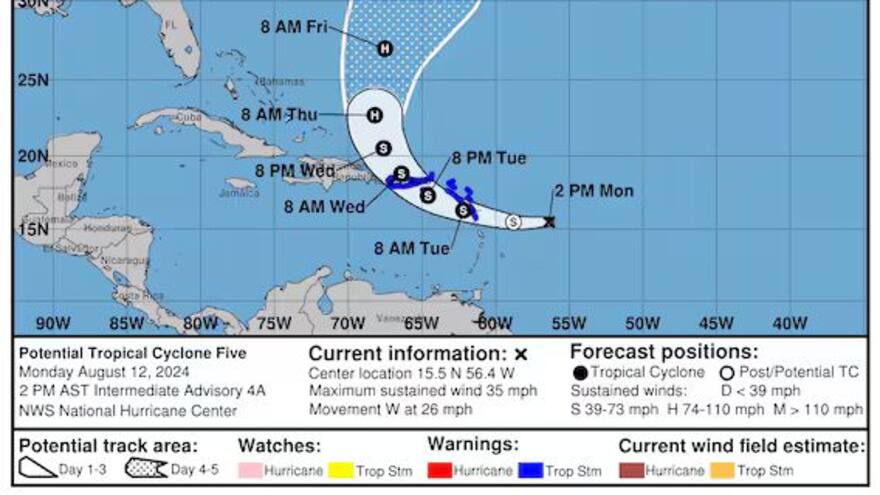Bolívar: desde Cartagena monitorean la tormenta tropical Ernesto