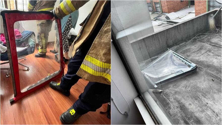 En Bogotá: ventana de helicóptero cayó sobre una vivienda