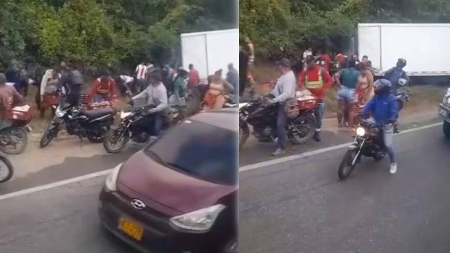 Saquean un camión transportador de carne tras un accidente en Luruaco