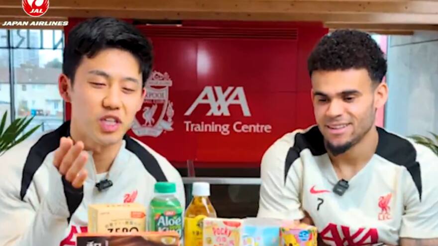 Video: Luis Díaz aceptó el reto de su compañero Wataru Endo de probar wasabi y su reacción se hizo viral