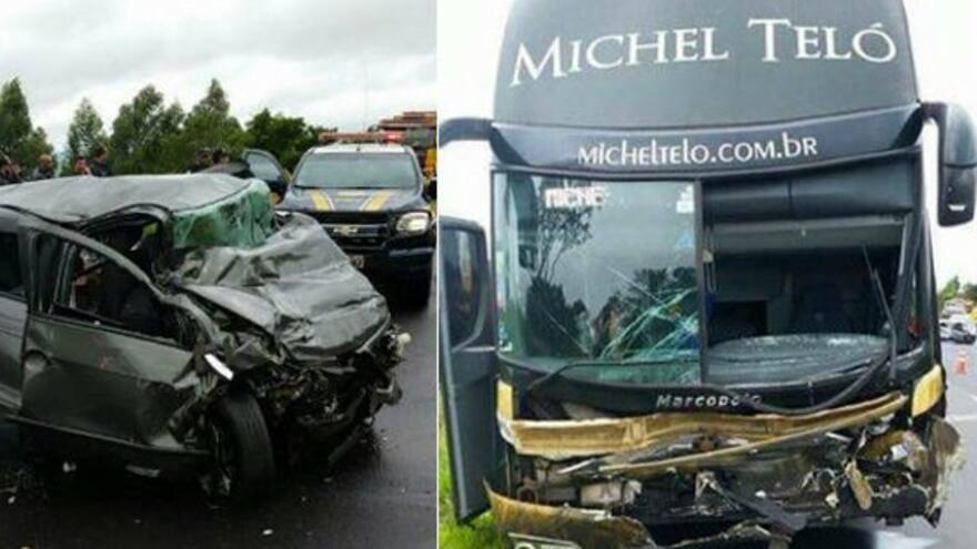 Bus que transportaba a músicos de Michel Teló choca contra automóvil: tres muertos