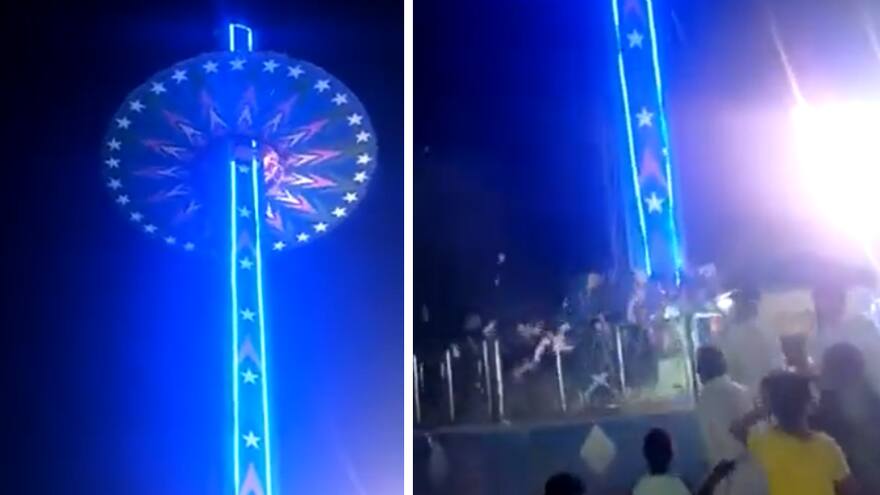 Video de accidente en juego mecánico en la India | Heridos en parque de diversiones