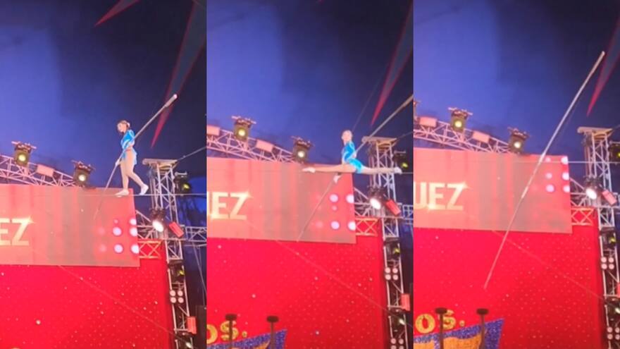 Trapecista del circo de los Hermanos Gasca cayó de la cuerda floja: estaba a 10 metros de altura