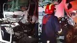 Bomberos rescatan a conductor que quedó atrapado en un furgón tras accidentarse en Sabanalarga