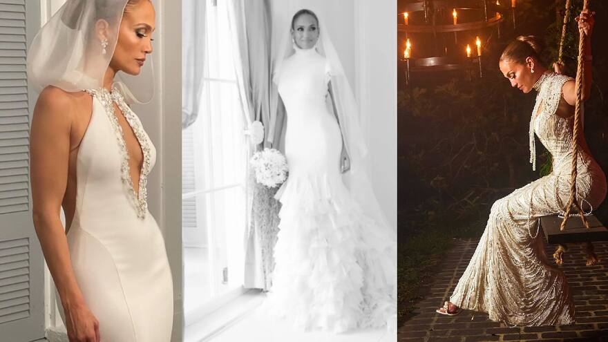 Los tres vestidos que usó Jennifer López en su matrimonio con Ben Affleck
