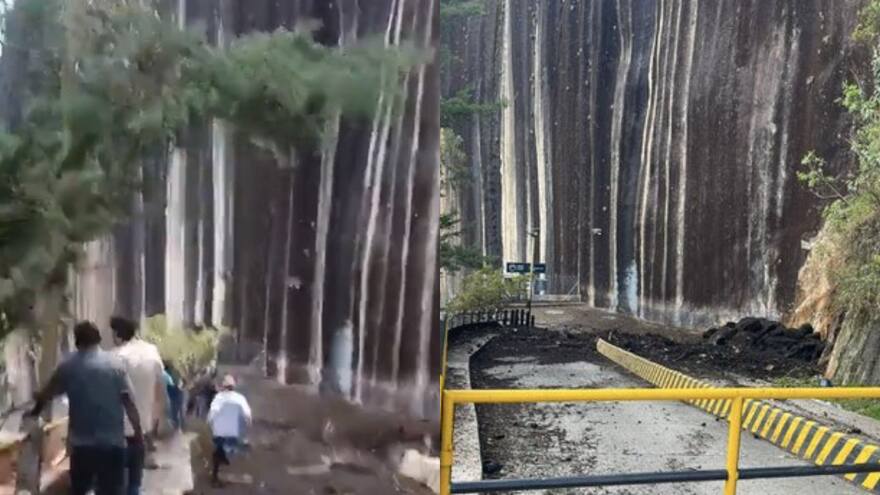 Desprendimiento de material de la Piedra El Peñol deja varios heridos