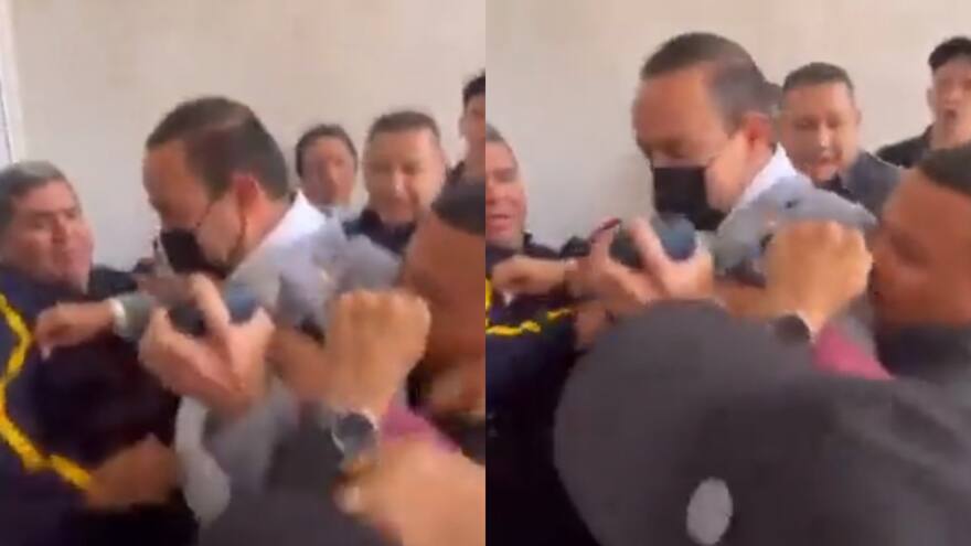 Manifestantes intentaron agredir al gobernador de Santander Mauricio Aguilar