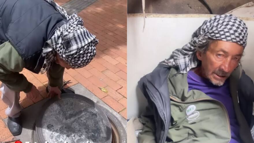 Así vive un hombre en una alcantarilla de Bogotá: cuenta con camarote y techo