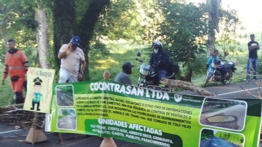 Manifestantes exigen la reparación de la ruta Transversal del Caribe, Sucre