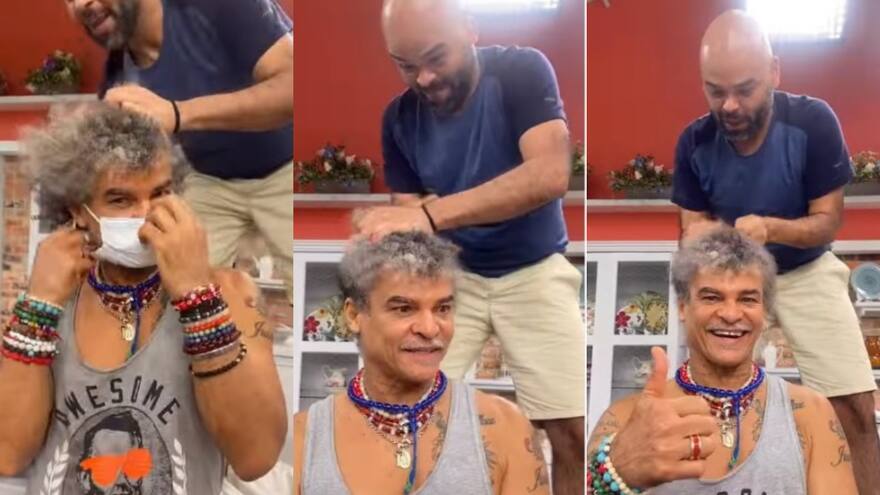 Pibe Valderrama se dejó peinar por el presentador Carlos Vargas