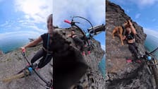Video: ciclista influencer sufrió peligrosa caída al borde de un acantilado