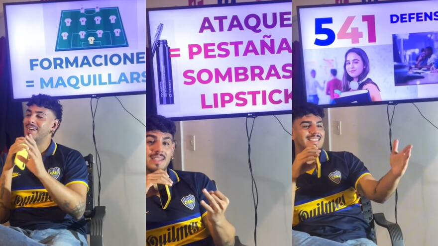 Influencer se volvió viral al explicar formaciones de fútbol con maquillaje