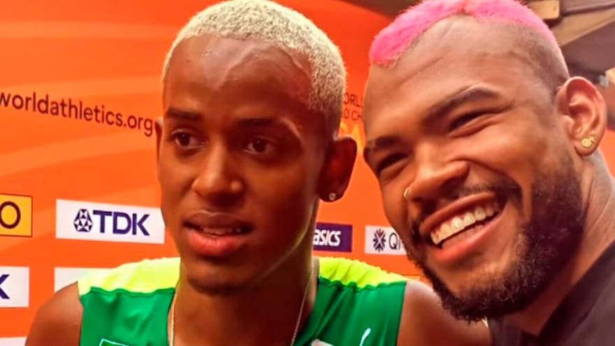 El atleta brasileño Vinicius Moura Galeno se emociona al conocer a Anthony Zambrano