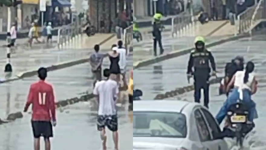 Con piedras, jóvenes se enfrentan a policías en la avenida Murillo