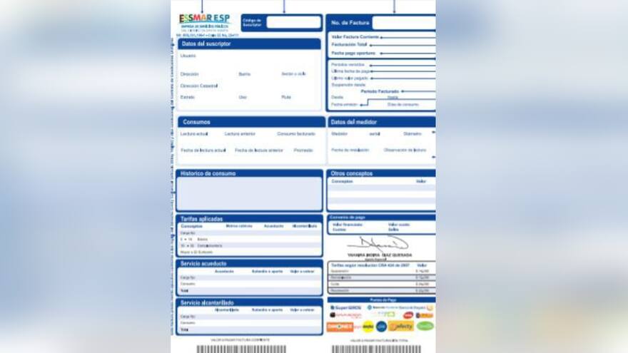 Factura de agua y alcantarillado cambia de diseño en Santa Marta