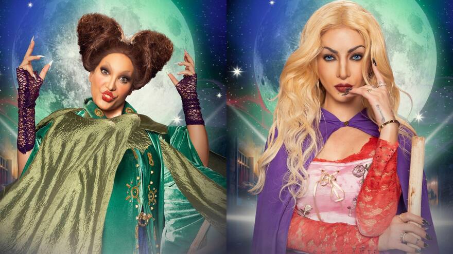 Andrea Valdiri y Dani Duke se disfrazaron de las hermanas Sanderson