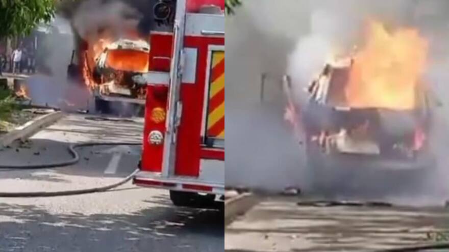 Montería: Una ambulancia se incendió en el barrio 6 de Marzo; hay una persona herida