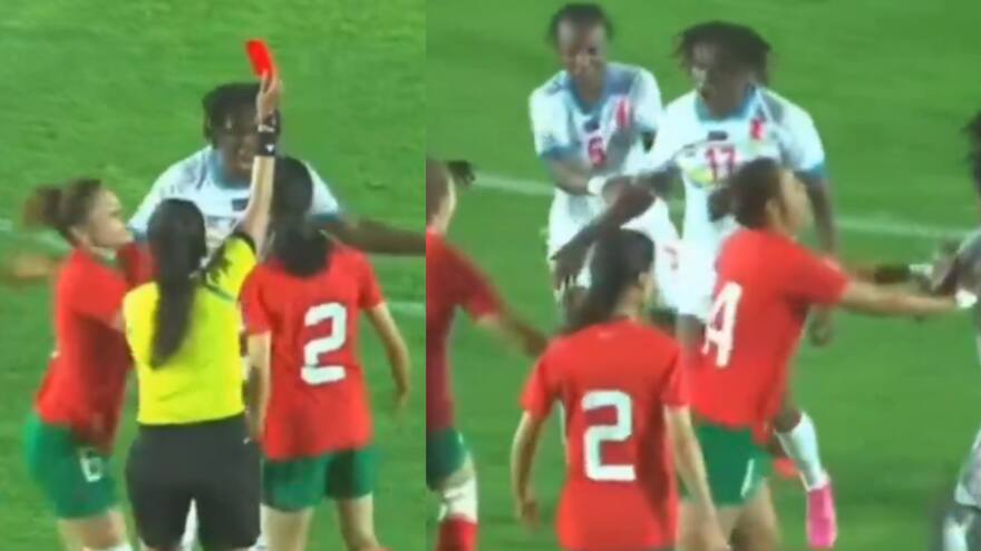 Jugadora de Congo noqueó a una de Marruecos en partido amistoso de fútbol