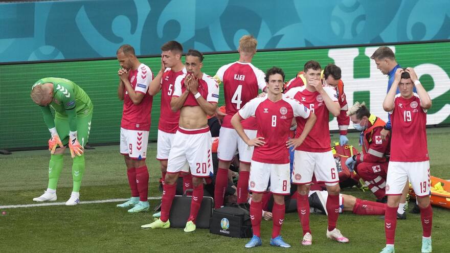 Christian Eriksen se desvanece en plena cancha en partido de Eurocopa