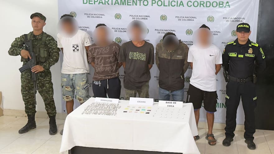 Ejército y Policía capturan a cinco sujetos dedicados al tráfico de estupefacientes en Tierralta, Córdoba