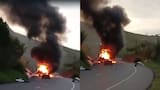 Nuevo ataque en la vía Panamericana: detonan explosivos e incineran vehículo a la altura de Santander de Quilichao