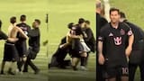 Video: Messi fue derribado por agentes de seguridad tras frenar a un hincha en Puerto Rico