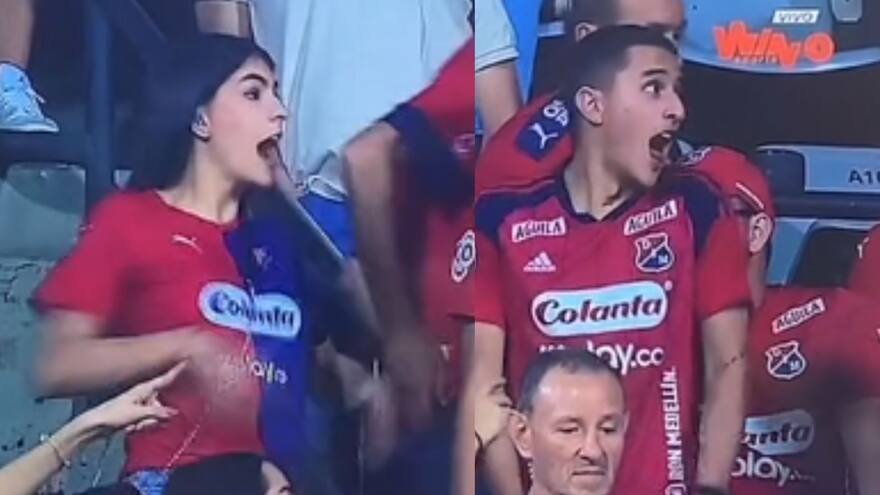 Hinchas se asustan al ser enfocados por la cámara en partido Junior-Medellín