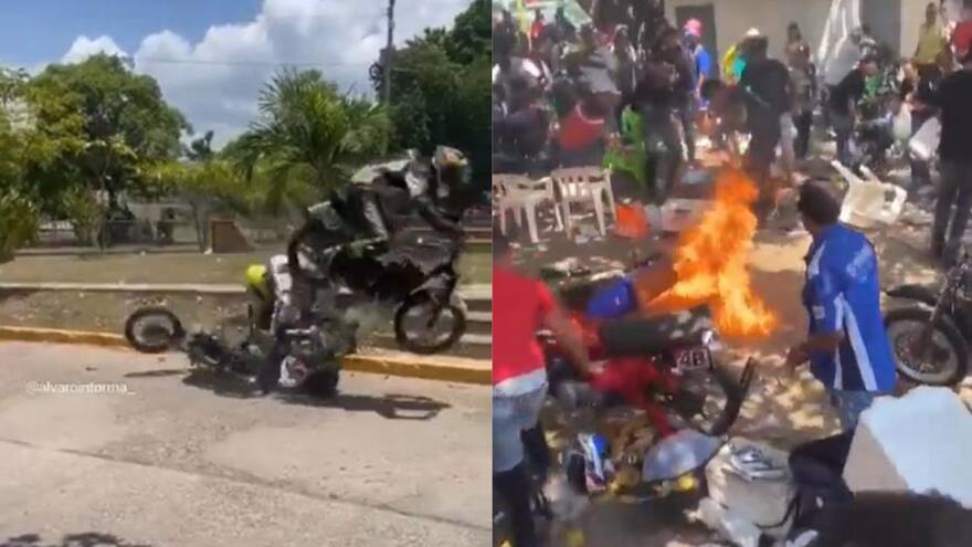 Una moto en llamas y 3 heridos, el balance de evento de motociclismo en Cesar