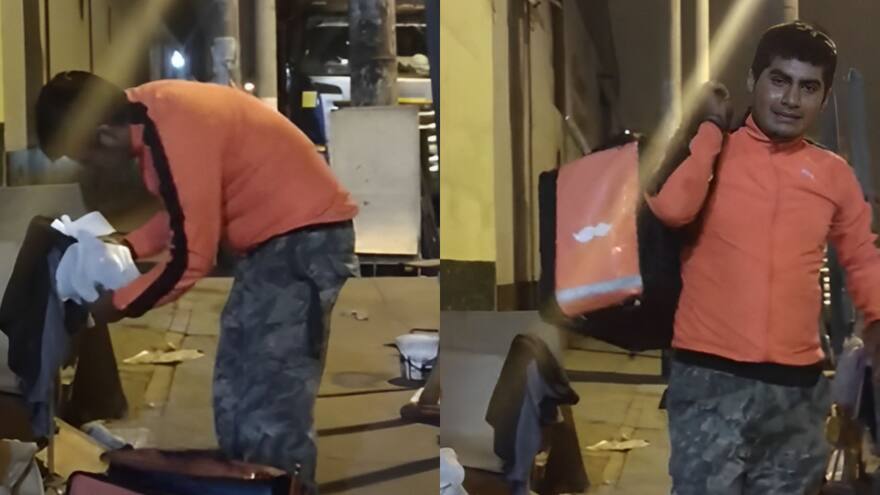 Domiciliario entregó comida a dos ancianos habitantes de calle, luego de que la rechazaran en la casa que la pidieron