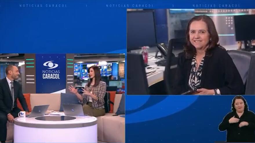 Alejandra Giraldo y Andrés Montoya despidieron en vivo en Noticias Caracol a la veterana periodista Azucena Liévano