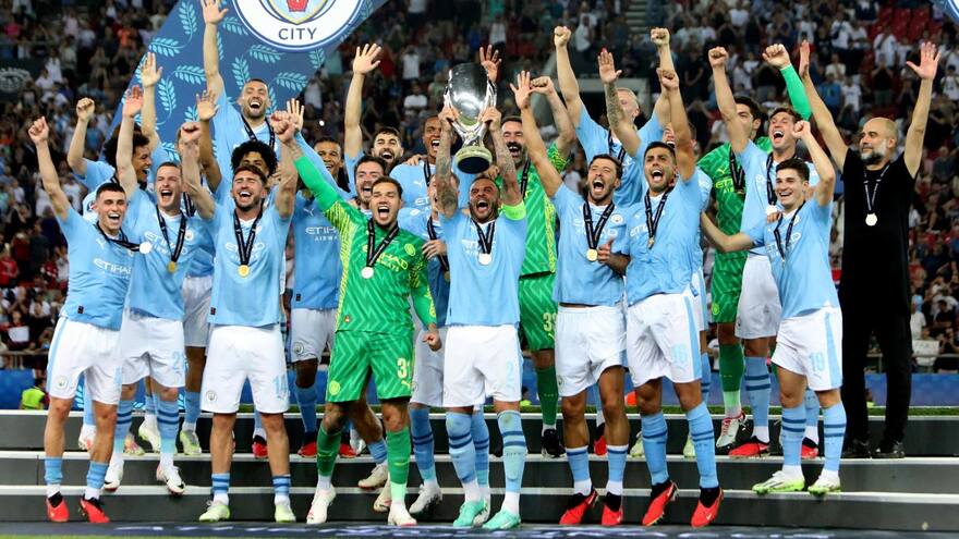 El Manchester City de Pep Guardiola venció en penales al Sevilla y levantó la Supercopa de Europa