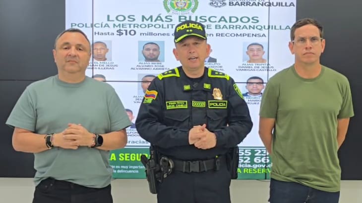 Policía Metropolitana de Barranquilla presenta el cartel de los más buscados por homicidio y ofrece recompensa