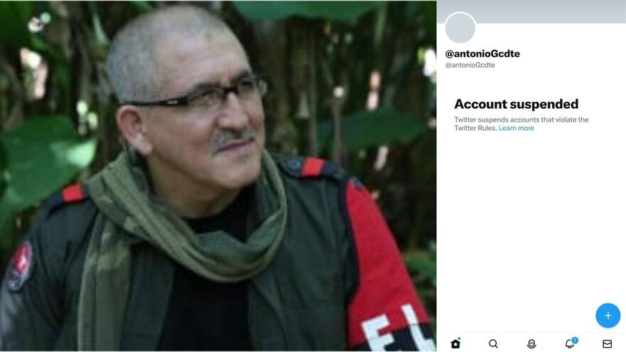 Twitter suspende cuenta de Antonio García, comandante del Eln, quien amenazó públicamente a Vicky Dávila y María Alejandra Villamizar