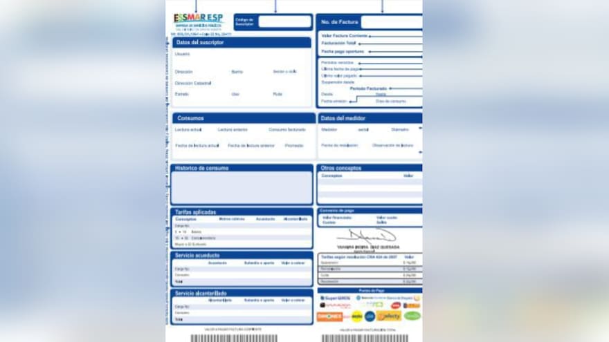 Cambia diseño de factura de agua y alcantarillado en Santa Marta