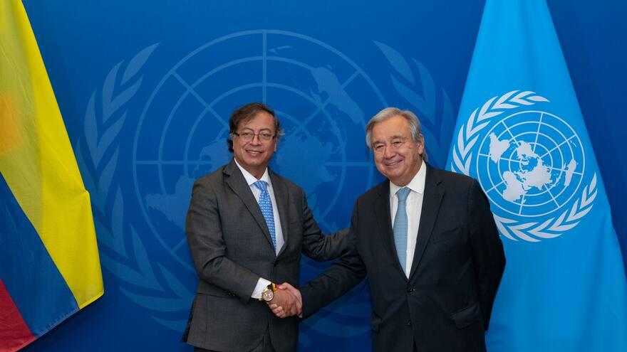 Gustavo Petro se reúne con el secretario general de la ONU en la 77 asamblea en Nueva York