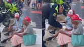 Video: policía interrumpió su recorrido para alimentar a dos adultos mayores que llevaban todo el día sin comer