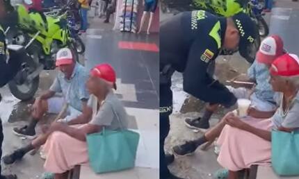 Video: policía interrumpió su recorrido para alimentar a dos adultos mayores que llevaban todo el día sin comer