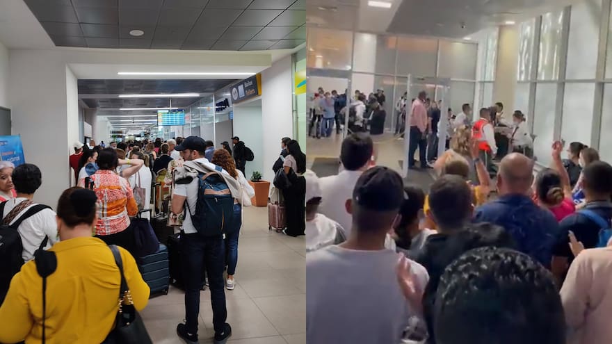 Usuarios de Ultra Air y Wingo protestan en aeropuerto de Santa Marta