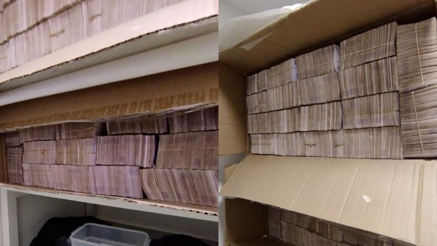 Incautan $6mil millones en efectivo guardados en cajas de cartón