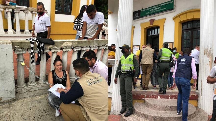 Mujer se encadena en sede de la Registraduría en Barranquilla