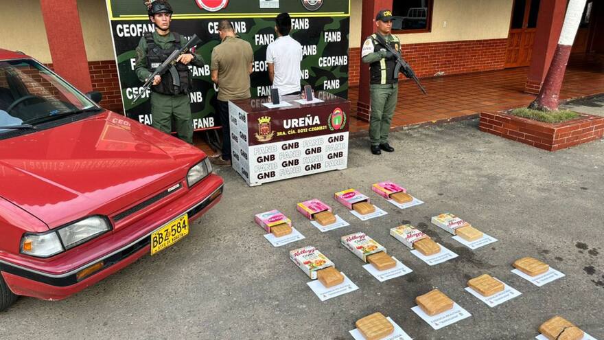 Capturan a dos hombres en Venezuela con droga procedente de Colombia