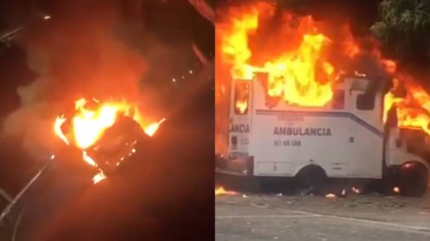 Paro minero: Queman dos ambulancias en el Bajo Cauca; una transportaba a mujer embarazada