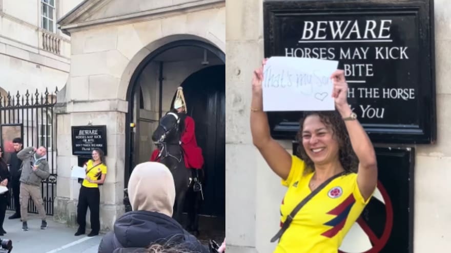 Video: madre colombiana se hace viral al mostrar que un guardia real de Inglaterra es su hijo
