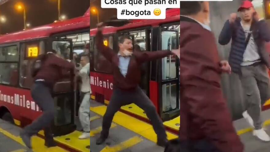 A ‘sombrillazos’ se defendió un hombre de presuntos ladrones en Transmilenio