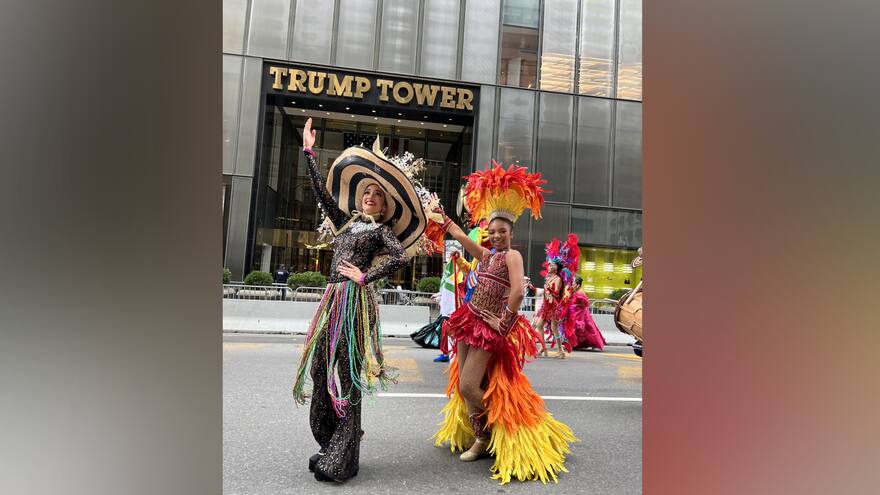 El Carnaval de Barranquilla hizo vibrar desfile de la Hispanidad en EE. UU.