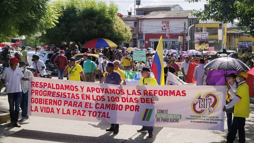 Marchas Petro: la CUT de Sucre piden tenerle paciencia al Gobierno de Gustavo Petro