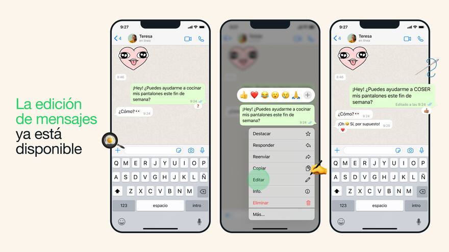 WhatsApp permitirá editar los mensajes durante un margen de 15 minutos