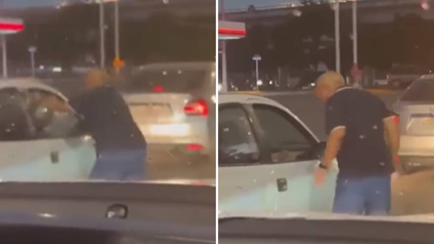 Conductor revienta de un solo golpe el cristal de otro vehículo en Yucatán, México